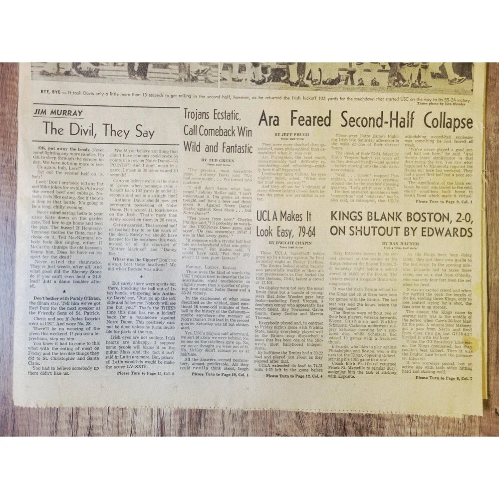 1974 Dec 1: LA Times Anthony Davis & USC 55-24 Rout of Irish! College Football